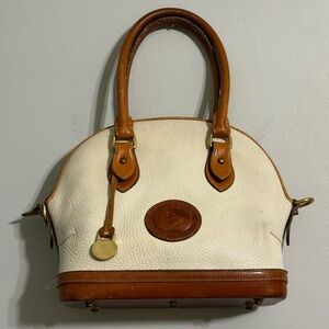 Classic Dooney & Bourke Vintage White and Tan Genuine Leather Handbag